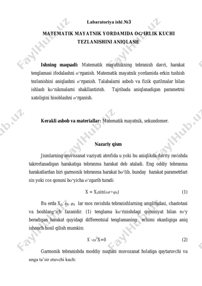 №3 labaratoriya ish matematik mayatnik — PDF