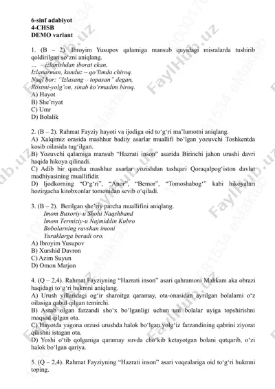 6-sinf adabiyot_4-chsb_demo — PDF