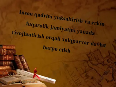inson qadrini yuksaltirish va erkin fuqarolik jamiyatini yanada rivojlantirish orqali xalqparvar davlat barpo etish — PPTX