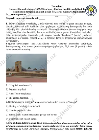 6 ona tili adabiyot 2 var — PDF