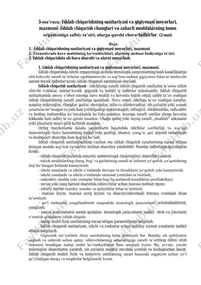 ishlab_chiqarishning_sanitariyasi_va_gigiyenasi_meyorlari,_mazmuni+ — PDF