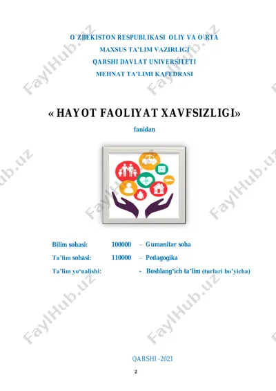 hayot faoliyati xavfsizligi fanidan majmua+ — PDF