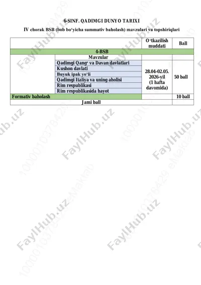 6-sinf tarix 4-bsb @summativ_formativ_baholash — PDF