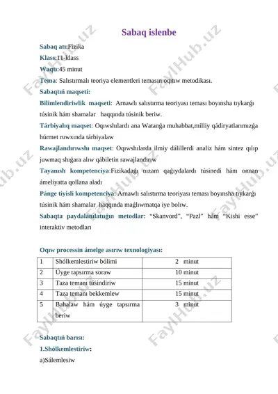 salıstırma teoriya sabaq islenbe — DOCX