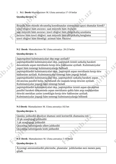 astronomiya kursi (umumiy astronomiya) (274) — DOCX