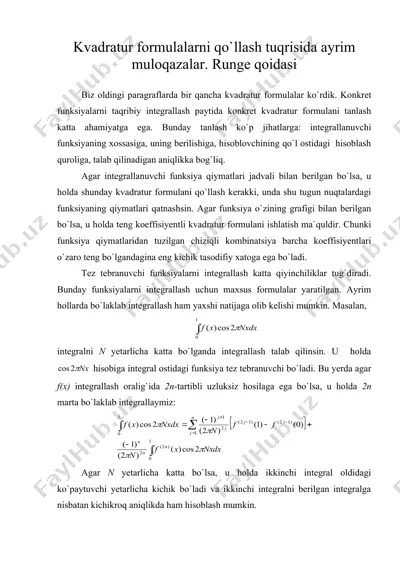 kvadratur formulalarni qo`llash tuqrisida ayrim mulohazalar. runge qoidasi — DOC