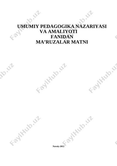 umumiy pedagogika nazariyasi va amaliyoti fanidan ma — DOC