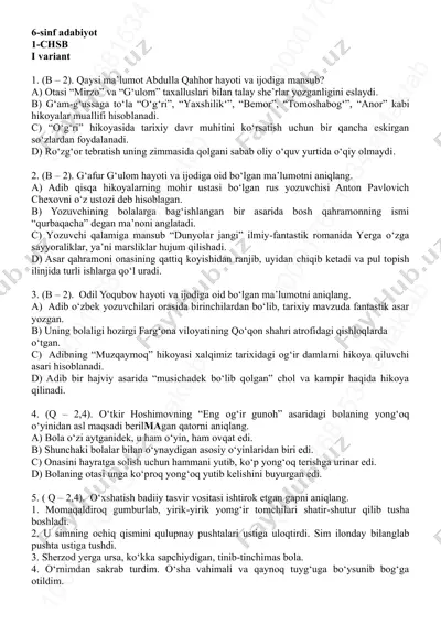 6-sinf adabiyot 1-chsb 1-var. @summativ_formativ_baholash — PDF