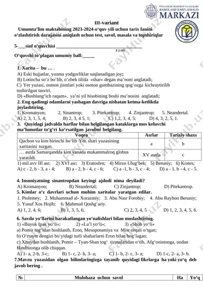 5 tarix 3 variant — DOCX