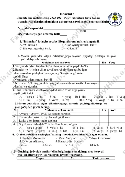 5 tarix 2 variant — PDF