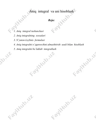 aniq integral va uni hisoblash — DOC