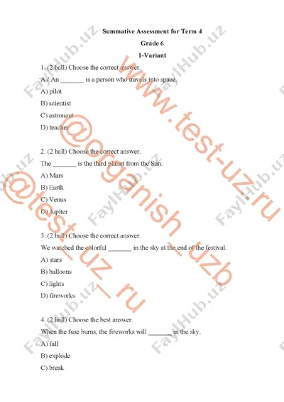 6 sinf english chsb-4 var 1 — PDF
