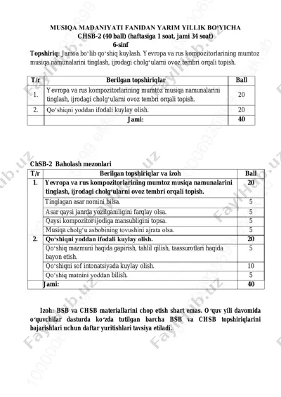 6-sinf musiqa 2-chsb @summativ_formativ_baholash — PDF