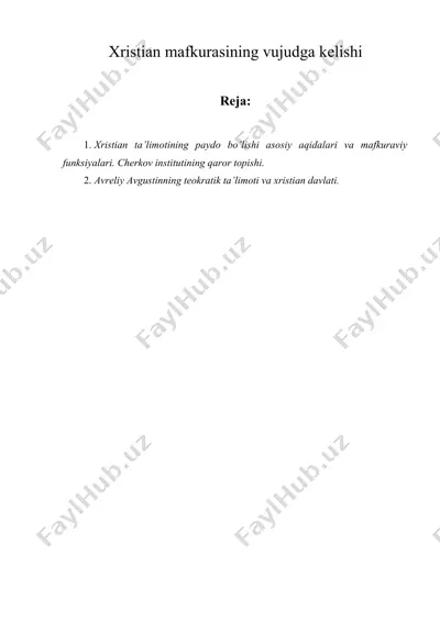 хristian mafkurasining vujudga kelishi — DOCX