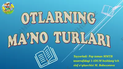 ona tili 3-sinf otlarning ma'no turlari m. boboxonova — PPT