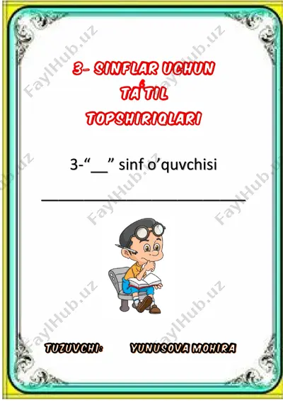 3- sinflar uchun ta'til topshiriqlari — PDF