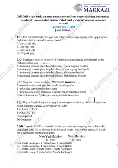 5-sinf informatika 1-chsb @summativ_formativ_baholash — PDF