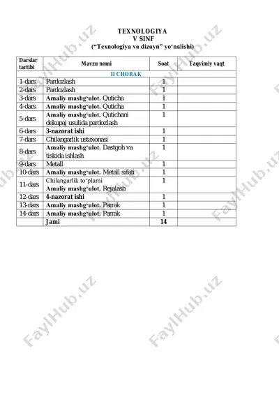 texnologiya 5-sinf texnologiya va dizayn — PDF