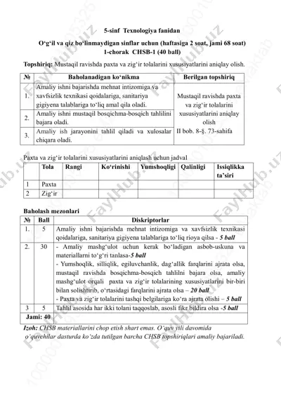 5_sinf_texnologiya_bo'linmaydigan_1_chsb_@summativ_formativ_baholash — PDF