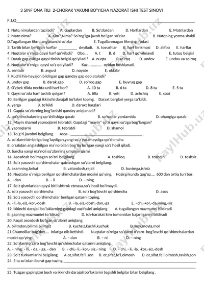 3_sinf_ona_tili_test_sinovi_2_chorak_yakuni_bo'yicha_gulchehra_mirhomidovna — DOCX