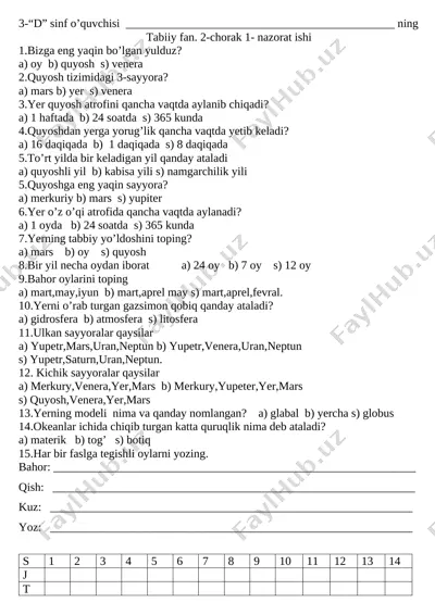 firdavs.tabbiy fan test 2-chorak — DOCX