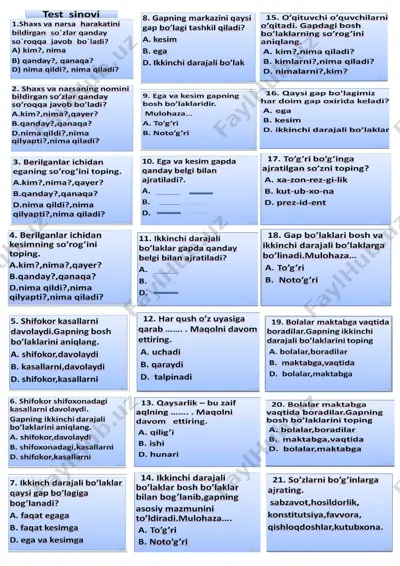 ona tili test — DOCX