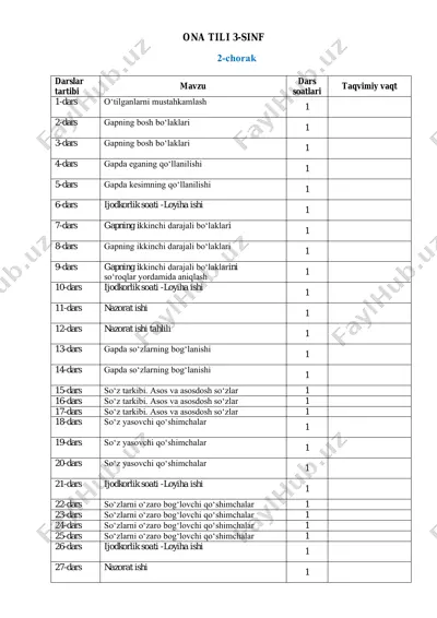 ona tili 3-sinf 2-chorak — PDF