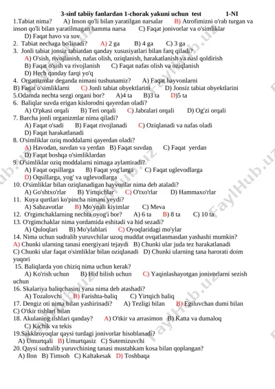 3-sinf tabiiy fanlar 1-ni o.roziqova tayyorladi — DOCX