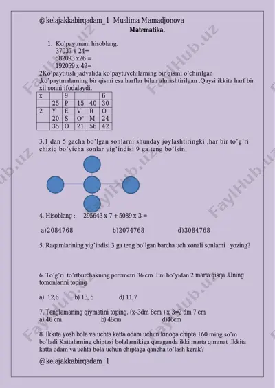 3 sinf mate @kelajakkabirqadam_1 — PDF