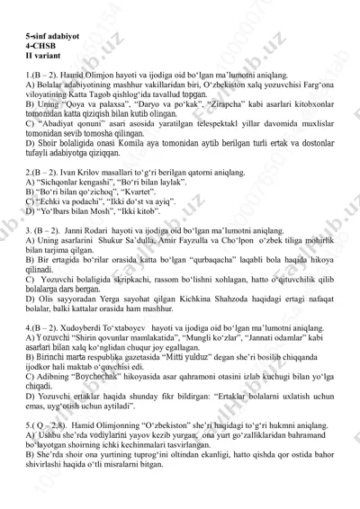 5-sinf adabiyot 4-chorak.2-variant (9) — PDF