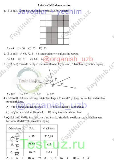5 sinf matematika chsb-4 demo — DOCX