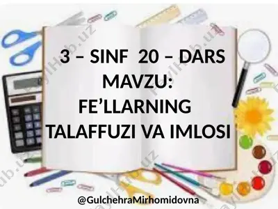 ona tili 4-chorak 3-sinf 20-dars @gulchehramirhomidovna — PPTX