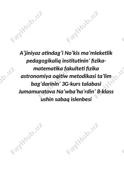 8 klass sabaq islenbe — DOCX