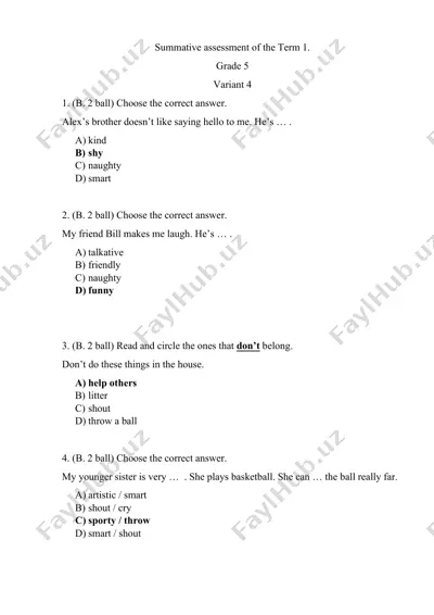 5_sinf_ingliz_tili_1_chsb_4_variant@summativ_formativ_baholash — PDF