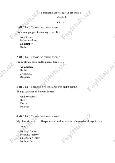 5_sinf_ingliz_tili_1_chsb_2_variant@summativ_formativ_baholash — PDF