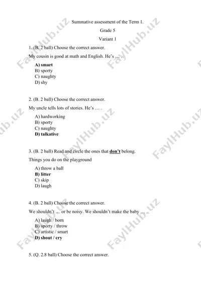 5_sinf_ingliz_tili_1_chsb_1_variant@summativ_formativ_baholash — PDF