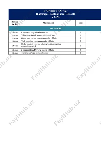 5-sinf tasviriy san'at reja amaldagi darslik (2) — XLSX