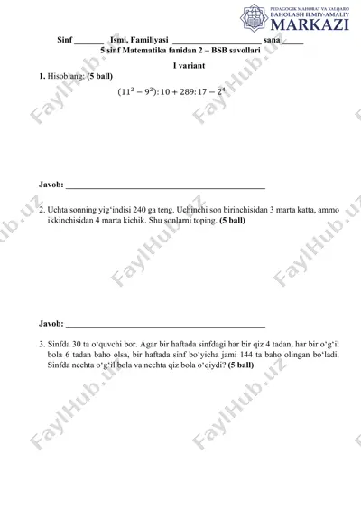 5_sinf_matematika_bsb_2_variant_1_@summativ_formativ_baholash — PDF