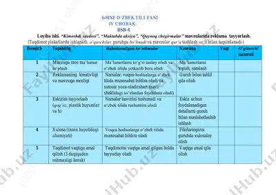 bsb-4_6-sinf_o'zbek tili_loyiha ishi — PDF