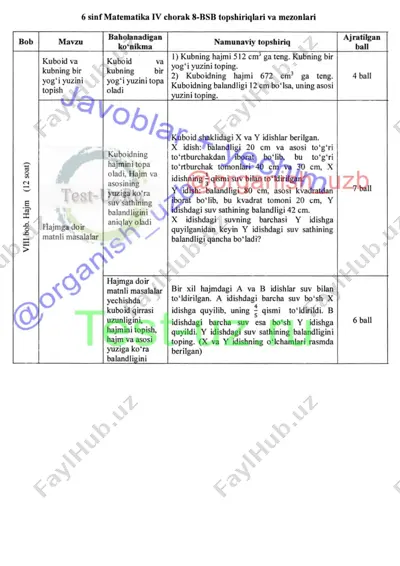6 sinf matematika bsb-8 demo — DOCX