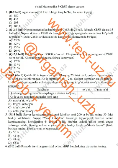 6 sinf matematika chsb-3 demo — PDF