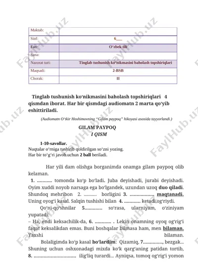 6-sinf o'zbek tili 2-bsb @summativ_formativ_baholash — DOCX