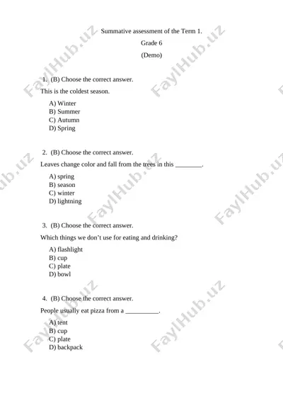 6-sinf ingliz tili demo 1-chsb @summativ_formativ_baholash — DOCX