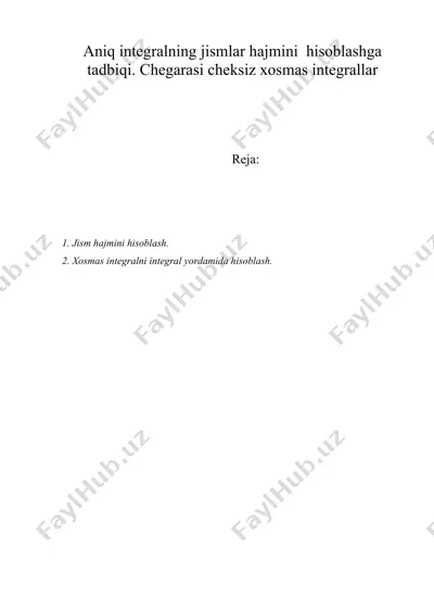 aniq integralning jismlar hajmini  hisoblashga tadbiqi — DOC