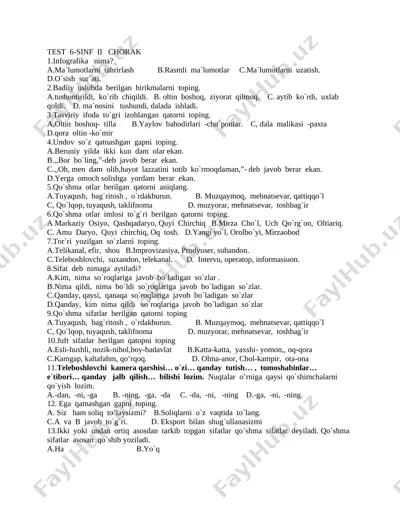 6-sinf ona tili 2-chorak test toza 2022 (2) — DOCX