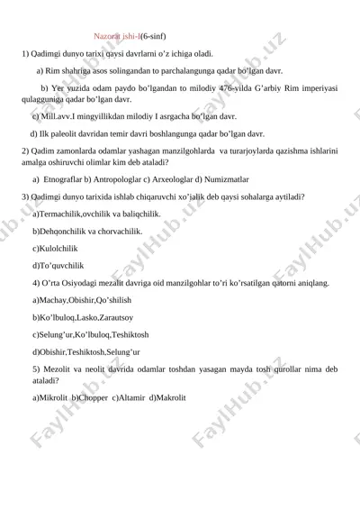 nazorat ishlari 6-7-sinflar(2) — DOCX
