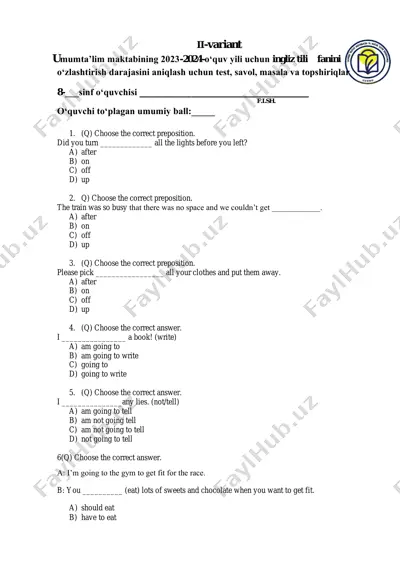 5.ingliz tili 2 variant - — PDF