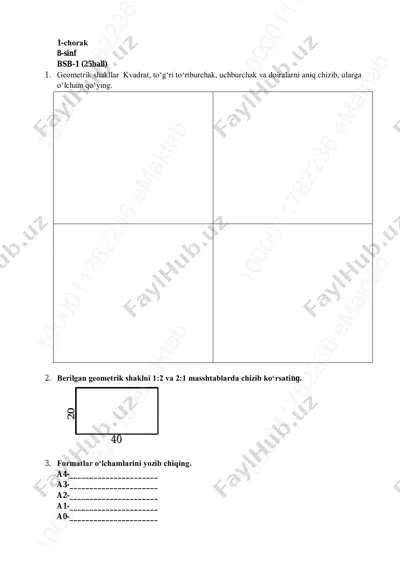 8-sinf chizmachilik 1-bsb @summativ_formativ_baholash — PDF