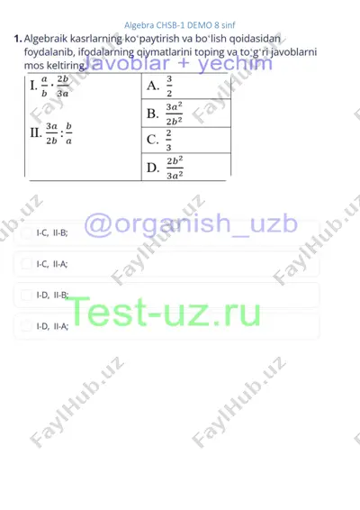 algebra 8 sinf chsb-1 demo — PDF