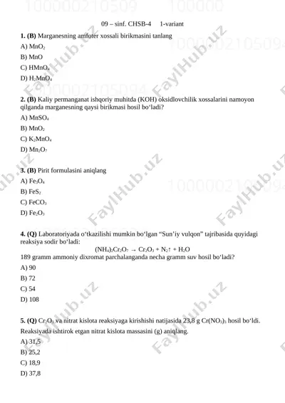 09 - sinf chsb-4 — uzb — 1-variant — DOCX